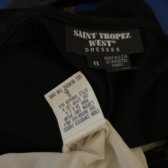 Saint Tropez West VTG Dress SZ 8 Sheer Overlay Lace Floral Black Sleeveless USA - Picture 7 of 10